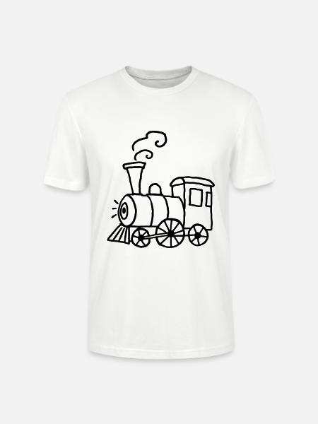 Handgezeichnete Dampflok mit Rauchkringeln - Stanley/Stella Unisex Bio-T-Shirt CRAFTER - Weiß