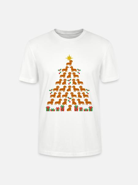 Dackel Weihnachtsbaum Weihnachten Dackel - Stanley/Stella Unisex Bio-T-Shirt CRAFTER - Weiß