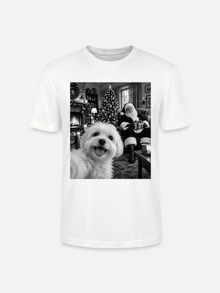 Malteser Hund Selfie Weihnachtsmann - Stanley/Stella Unisex Bio-T-Shirt CRAFTER - Weiß