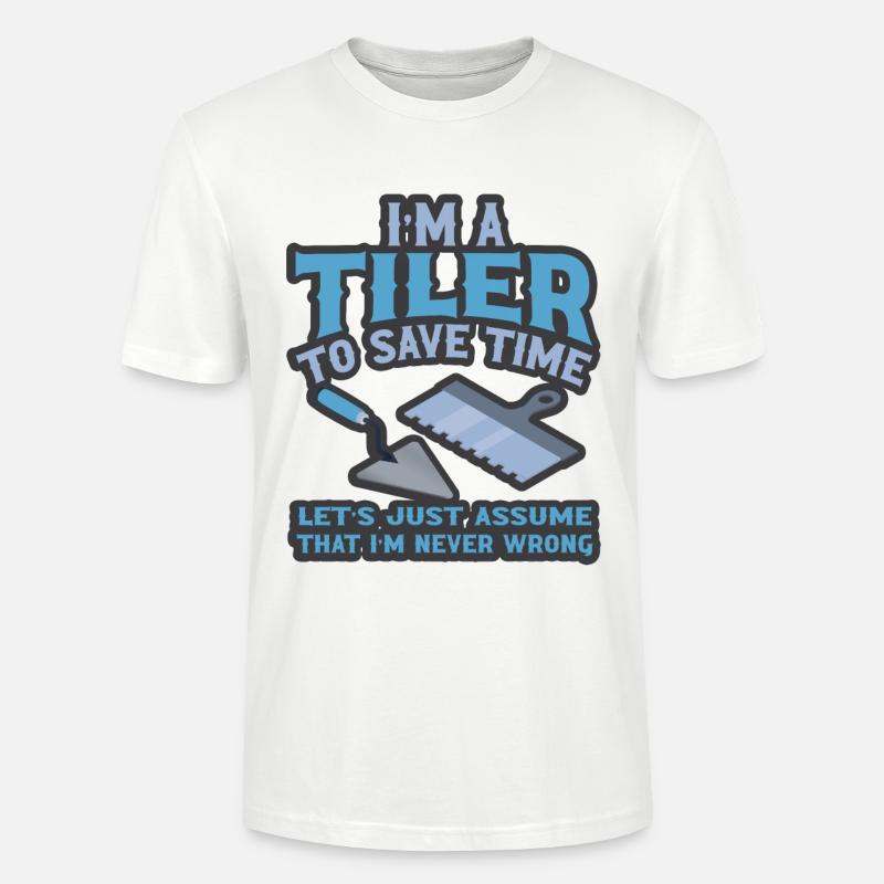 Lustiger Fliesenleger Spruch Handwerker - Stanley/Stella Unisex Bio-T-Shirt CRAFTER - Weiß