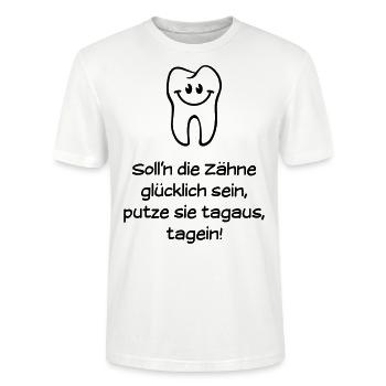 Zähneputzen / Zähne Putzen (Spruch, Reim, Lustig) - Stanley/Stella Unisex Bio-T-Shirt CRAFTER - Weiß - Vorne - Alina (178cm) & Michal (187cm)