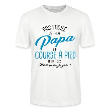 Papa et course à pied - T-shirt bio CRAFTER Stanley Stella Unisexe - blanc - Devant - Alina (178cm) & Michal (187cm)