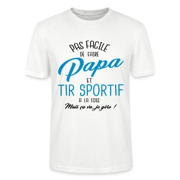 Papa et tir sportif - T-shirt bio CRAFTER Stanley Stella Unisexe - blanc - Devant - Alina (178cm) & Michal (187cm)