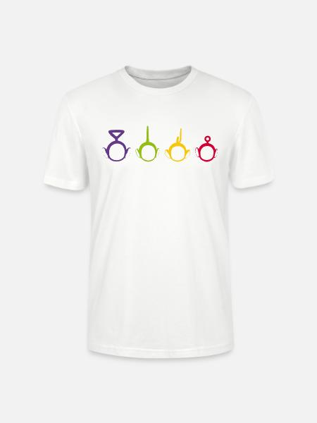 Teletubbies Tinky Winky, Dipsy, Laa-Laa og Po - Stanley Stella CRAFTER unisex økologisk-T-shirt - hvid