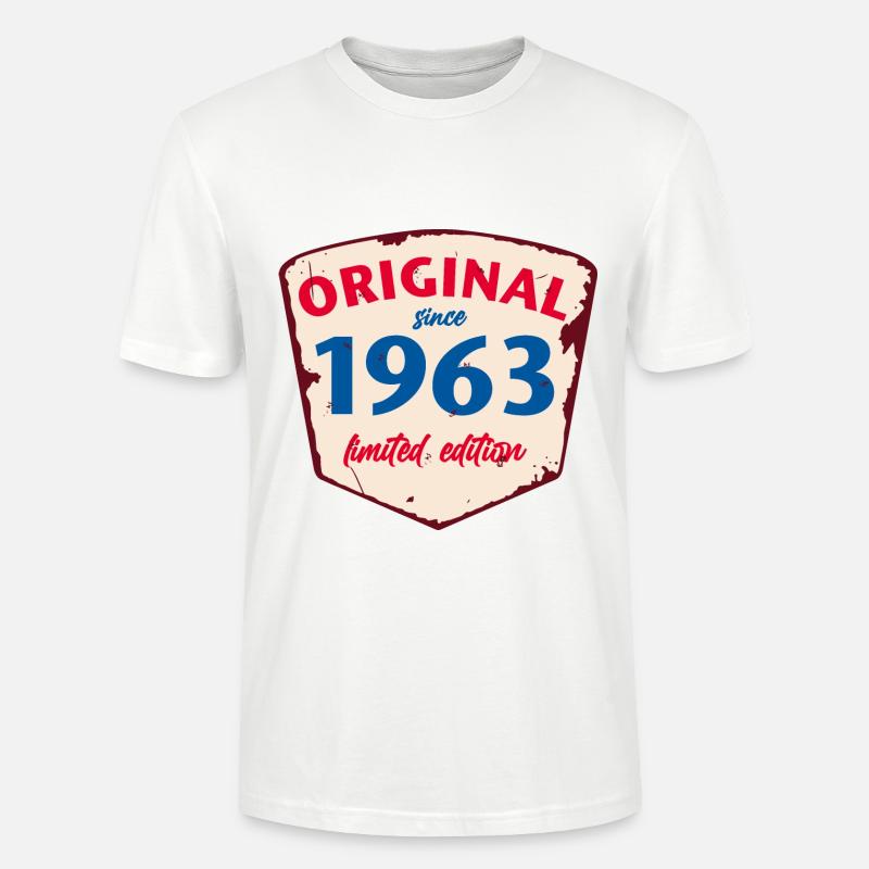 1963 Blechschild - édition chaulée - Millésime - T-shirt bio CRAFTER Stanley Stella Unisexe - blanc
