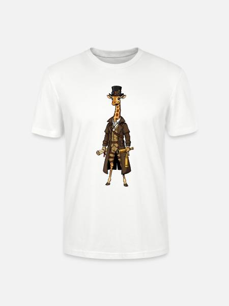 Giraffe Explorer Steampunk Chic Zylinder - Stanley/Stella Unisex Bio-T-Shirt CRAFTER - Weiß