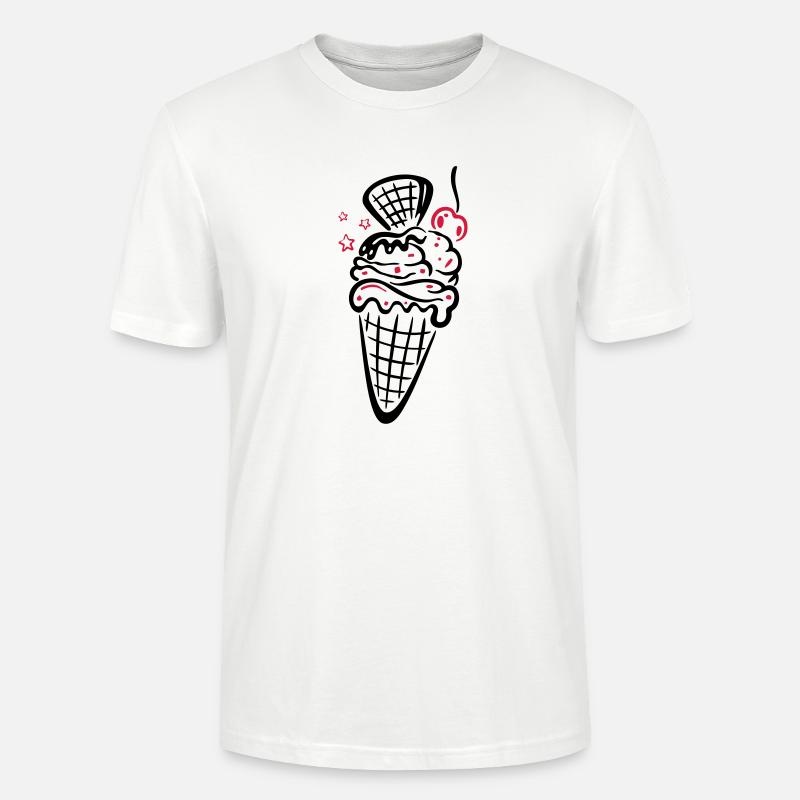 Eis, Eiswaffel mit Kirsche - Stanley/Stella Unisex Bio-T-Shirt CRAFTER - Weiß