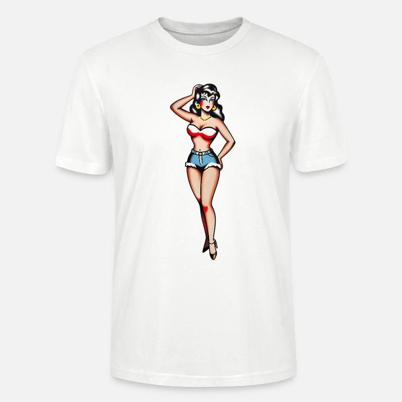 Klassisches Tattoo-Pin-up-Mädchen - Stanley/Stella Unisex Bio-T-Shirt CRAFTER - Weiß