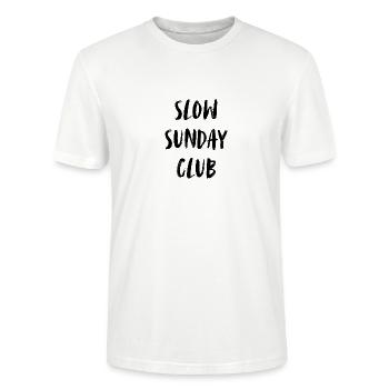 Club du dimanche lent. Club du dimanche calme et détendu - T-shirt bio CRAFTER Stanley Stella Unisexe - blanc - Devant - Alina (178cm) & Michal (187cm)