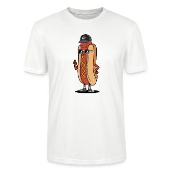 New York Hot Dog Attitude - T-shirt bio CRAFTER Stanley Stella Unisexe - blanc - Devant - Alina (178cm) & Michal (187cm)