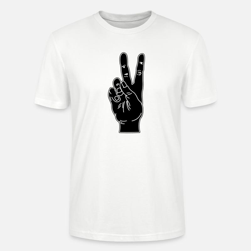 Geste de la main noire paix - T-shirt bio CRAFTER Stanley Stella Unisexe - blanc
