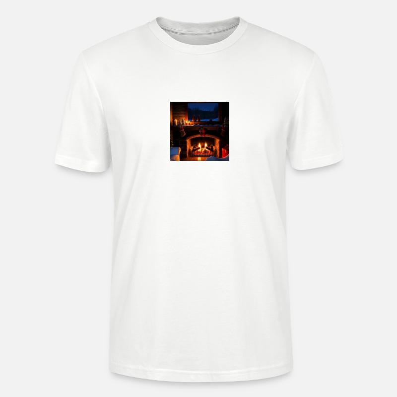 Scène de cheminée confortable - T-shirt bio CRAFTER Stanley Stella Unisexe - blanc