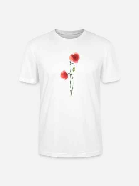 Blume: roter Mohn - Stanley/Stella Unisex Bio-T-Shirt CRAFTER - Weiß
