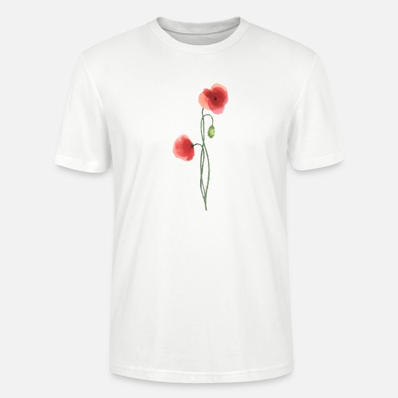 Flower: red poppy - Stanley/Stella CRAFTER Unisex Organic T-Shirt - white