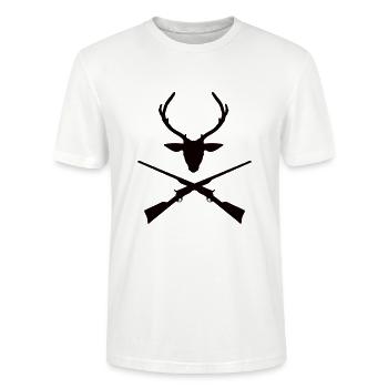 Chasse Logo Cerf - T-shirt bio CRAFTER Stanley Stella Unisexe - blanc - Devant - Alina (178cm) & Michal (187cm)