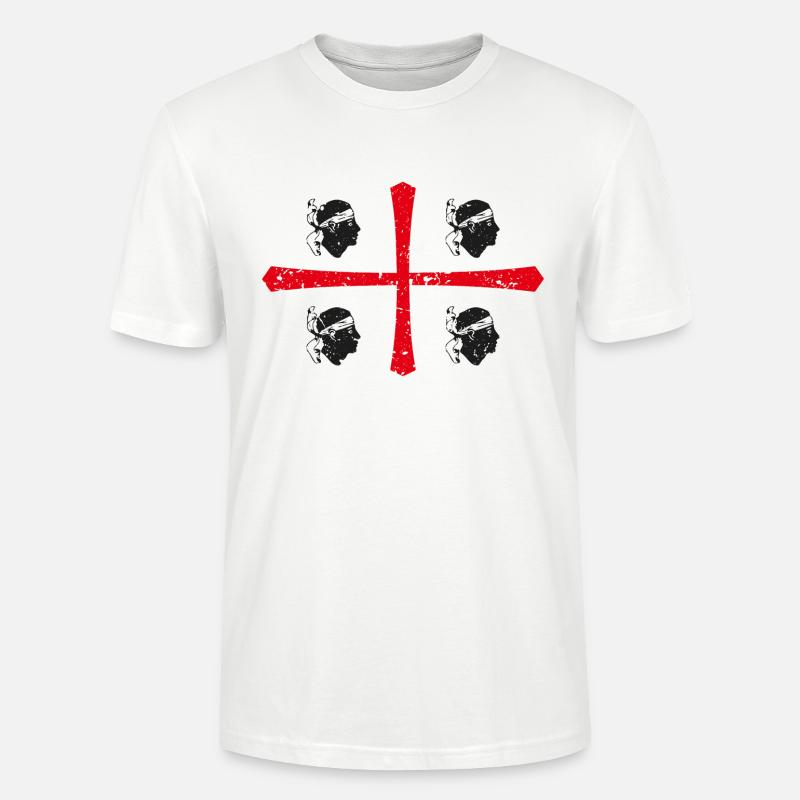 Croix drapeau sarde - T-shirt bio CRAFTER Stanley Stella Unisexe - blanc