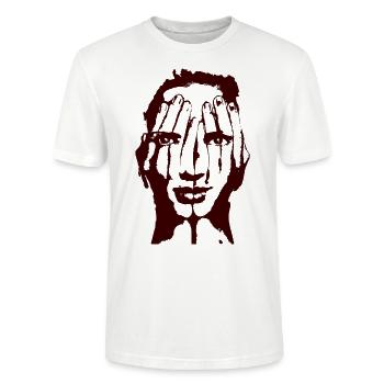 Hands face art gift idea - Stanley/Stella CRAFTER Unisex Organic T-Shirt - white - Front - Alina (178cm) & Michal (187cm)