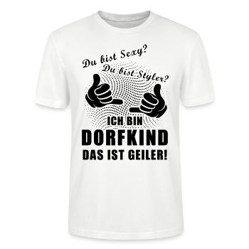 Ich bin Dorfkind Geschenkidee cooler Spruch - Stanley/Stella Unisex Bio-T-Shirt CRAFTER - Weiß - Vorne - Alina (178cm) & Michal (187cm)