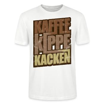 Kaffee Kippe Kacken Lustiges Sprüche Geschenk - Stanley/Stella Unisex Bio-T-Shirt CRAFTER - Weiß - Vorne - Alina (178cm) & Michal (187cm)
