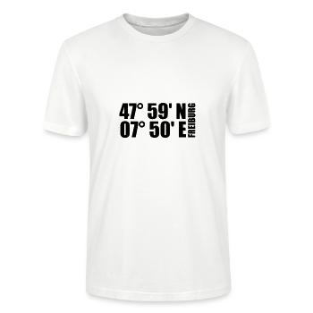 Freiburg im Breisgau Koordinaten - Stanley/Stella Unisex Bio-T-Shirt CRAFTER - Weiß - Vorne - Alina (178cm) & Michal (187cm)