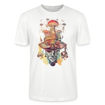 Trippy Schamane - Stanley/Stella Unisex Bio-T-Shirt CRAFTER - Weiß - Vorne - Alina (178cm) & Michal (187cm)