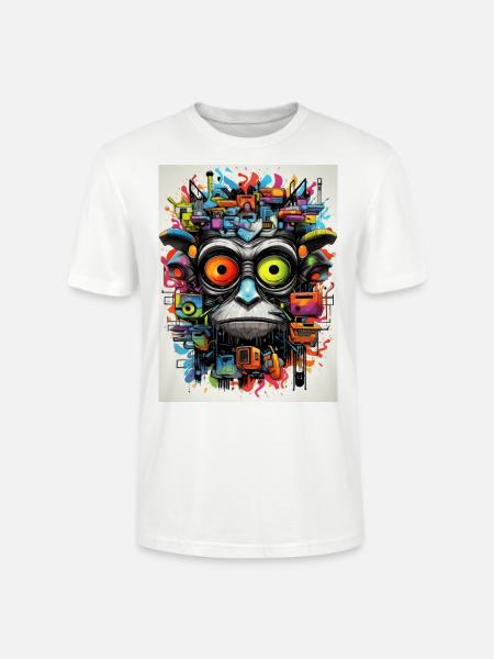 [MB] Farbenfrohes Affenchaos - Stanley/Stella Unisex Bio-T-Shirt CRAFTER - Weiß