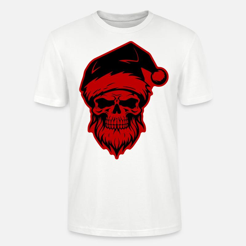 Crâne de Père Noël - T-shirt bio CRAFTER Stanley Stella Unisexe - blanc