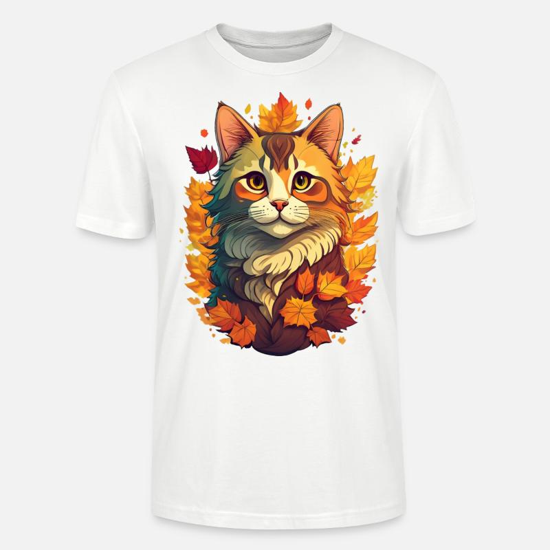 Katze im Herbst - Stanley/Stella Unisex Bio-T-Shirt CRAFTER - Weiß