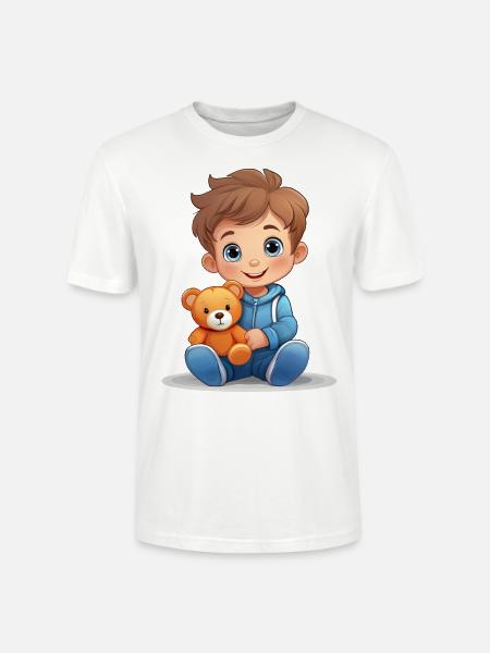 Kleinkind mit seinem Teddy Bären - Stanley/Stella Unisex Bio-T-Shirt CRAFTER - Weiß