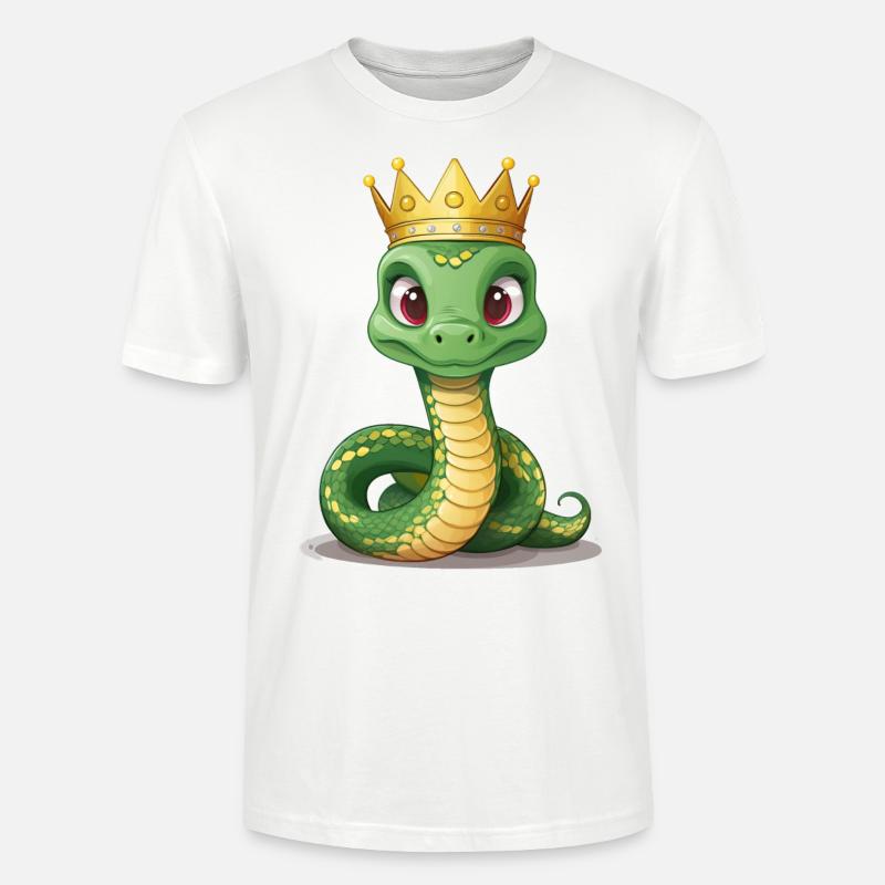Serpent vert avec couronne - T-shirt bio CRAFTER Stanley Stella Unisexe - blanc