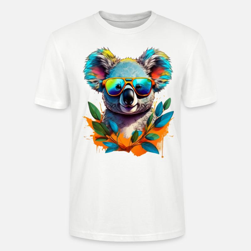 Cooler Koala mit Sonnenbrille - Stanley/Stella Unisex Bio-T-Shirt CRAFTER - Weiß