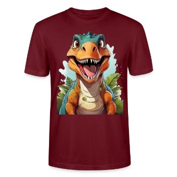 Tyrannosaurus Rex - Stanley/Stella CRAFTER Unisex Organic T-Shirt - burgundy - Front - Alina (178cm) & Michal (187cm)