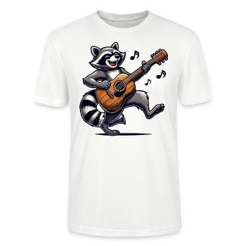 Raccoon Guitare Musique - T-shirt bio CRAFTER Stanley Stella Unisexe - blanc - Devant - Alina (178cm) & Michal (187cm)