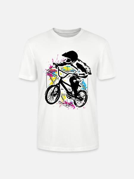 Bmx Racing Retro Bunt - Bmx Fahrrad - Bmx Cykel - Stanley Stella CRAFTER unisex økologisk-T-shirt - hvid