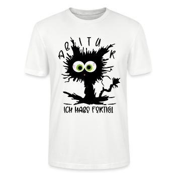 Abitur 2026 - Ich habe fertig - Gestresste Katze - Stanley/Stella Unisex Bio-T-Shirt CRAFTER - Weiß - Vorne - Alina (178cm) & Michal (187cm)
