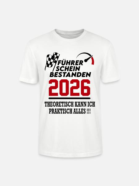 Führerschein bestanden 2026 Sprüche Fahrschule - Stanley/Stella Unisex Bio-T-Shirt CRAFTER - Weiß