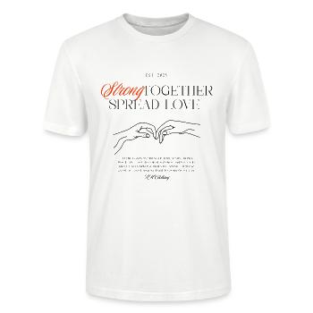 Forts, ensemble, répandent l’amour - T-shirt bio CRAFTER Stanley Stella Unisexe - blanc - Devant - Alina (178cm) & Michal (187cm)