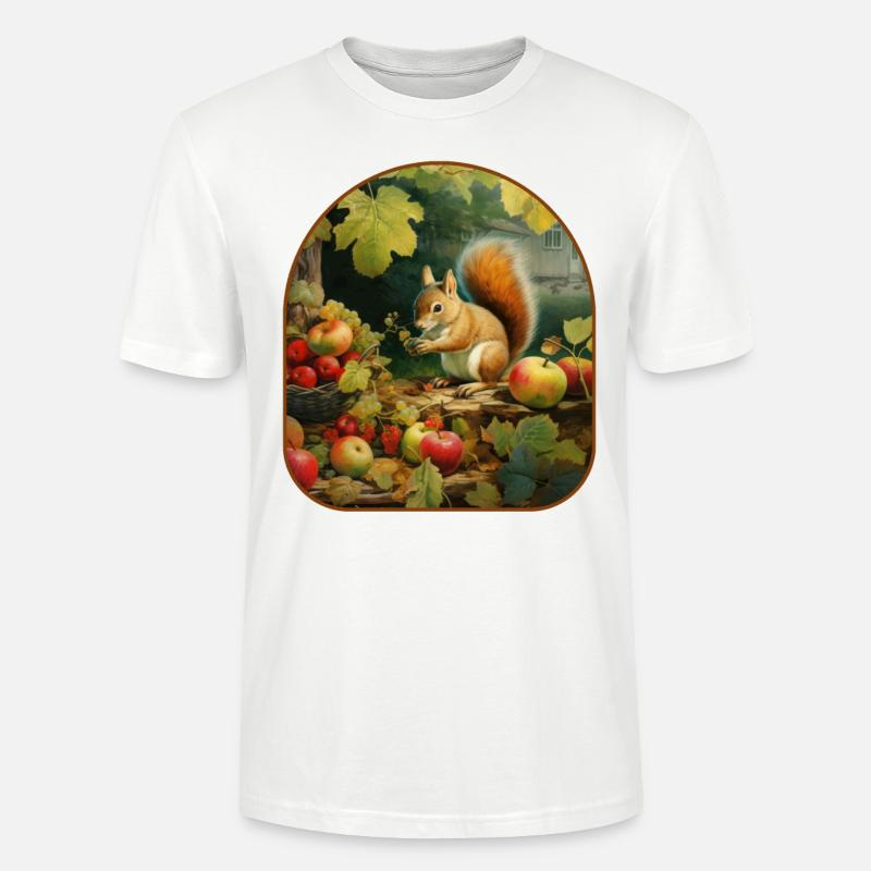 Frosch-Eichhörnchen-Apfel Erntezeit - Stanley/Stella Unisex Bio-T-Shirt CRAFTER - Weiß