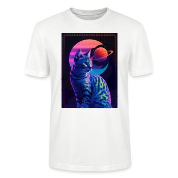 Animal Art Planet Fantasy Artwork: Cat in the - Stanley/Stella CRAFTER Unisex Organic T-Shirt - white - Front - Alina (178cm) & Michal (187cm)