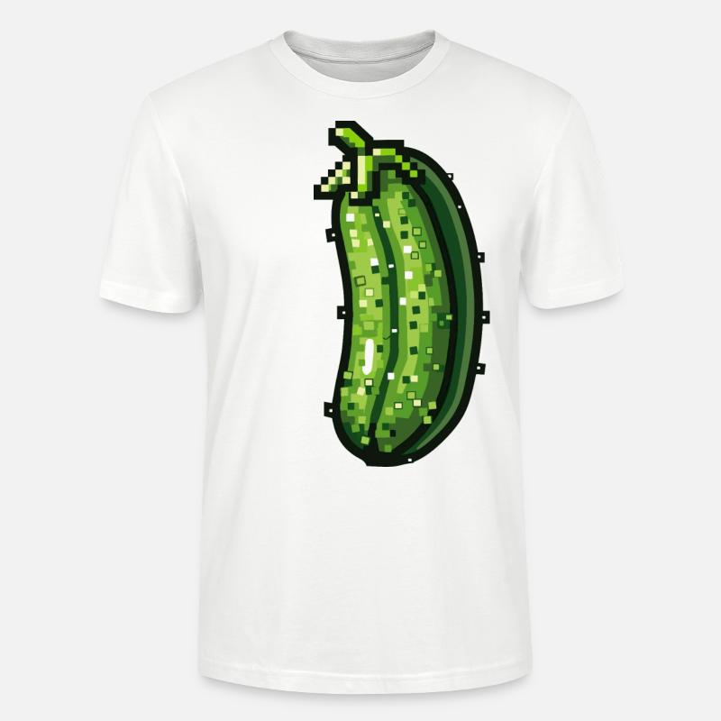 Icône pixel de concombre - T-shirt bio CRAFTER Stanley Stella Unisexe - blanc
