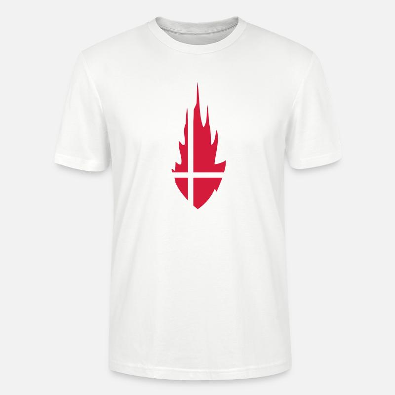 Denmark Danmark Fire Flame Design - Stanley/Stella CRAFTER Unisex Organic T-Shirt - white