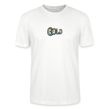 GOLD - mit den Farben des Regenbogens - Stanley/Stella Unisex Bio-T-Shirt CRAFTER - Weiß - Vorne - Alina (178cm) & Michal (187cm)