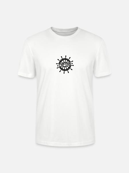 Captain steering wheel stamp logo - Stanley/Stella CRAFTER Unisex Organic T-Shirt - white