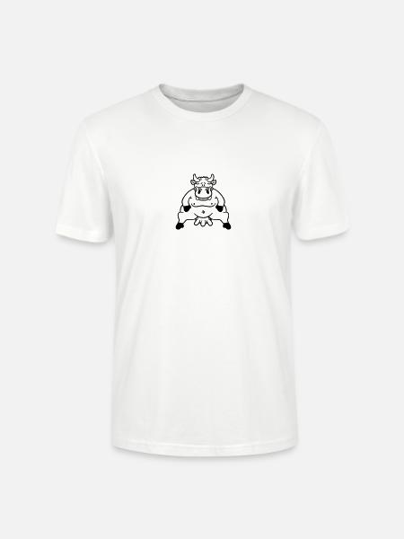 Fat cow sitting fat udder - Stanley/Stella CRAFTER Unisex Organic T-Shirt - white