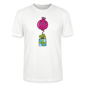 Fröhlicher Cartoon-Granatapfel - Stanley/Stella Unisex Bio-T-Shirt CRAFTER - Weiß - Vorne - Alina (178cm) & Michal (187cm)