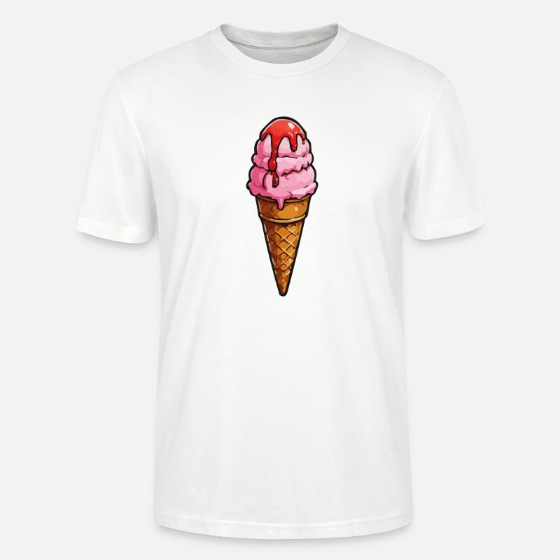 Cartoon Eiscreme Rosa Kugeln Sirup - Stanley/Stella Unisex Bio-T-Shirt CRAFTER - Weiß