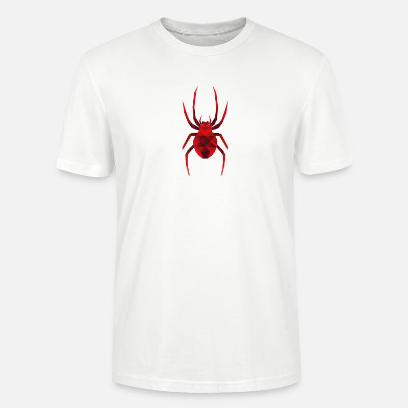 Rote Low Polygon Spinne - Stanley/Stella Unisex Bio-T-Shirt CRAFTER - Weiß