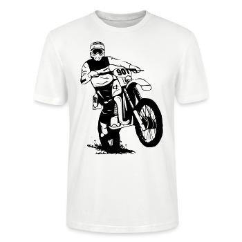 Enduro - Offroad - Motorradgeländesport - Stanley/Stella Unisex Bio-T-Shirt CRAFTER - Weiß - Vorne - Alina (178cm) & Michal (187cm)