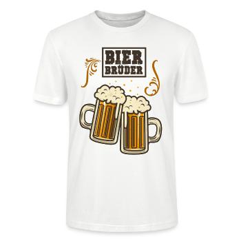 Bier Brüder best Friends Saufen Prost - Stanley/Stella Unisex Bio-T-Shirt CRAFTER - Weiß - Vorne - Alina (178cm) & Michal (187cm)
