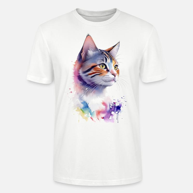 Daisy, die bunte Katze - Stanley/Stella Unisex Bio-T-Shirt CRAFTER - Weiß